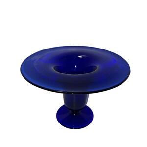 Vintage Cobalt Blue Glass Footed Vase