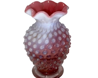 ヴィンテージ フェントン ホブネイル クリア オパールセント ガラス