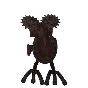 Vintage Handgemachte Salvage Metall Eule Skulptur