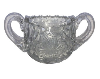 Cut Glass Flowers And Butterflies Sugar Bowl
