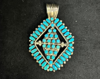 Zuni Turquoise Clusterwork and Snake Eye Pendant by Jennie Eustace (3704)