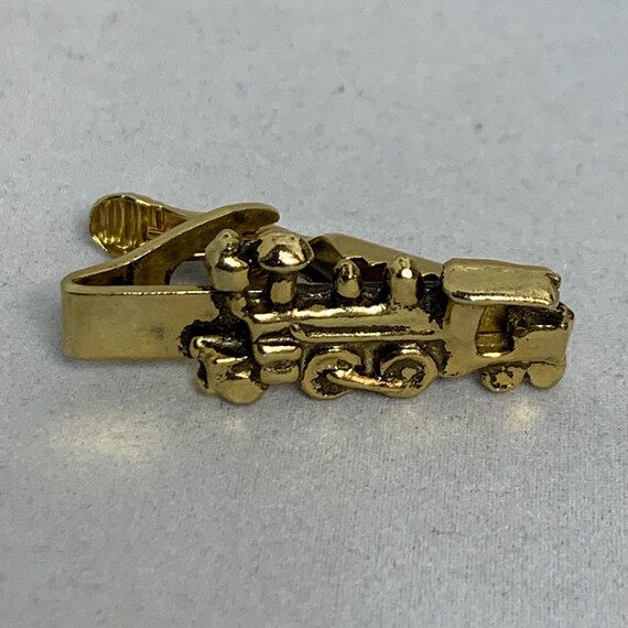 Vintage Gold Tone Train Tie Bar (2391) - image 1