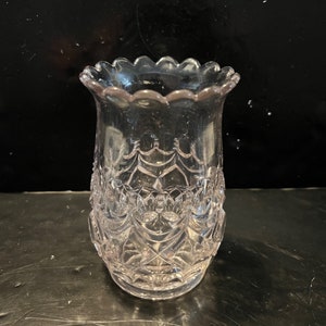 Vintage Pink Glass Vase w/ Scalloped Edge