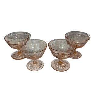 Vintage Set of 4 Anchor Hocking Princess Pink Champagne/ Tall Sherbet