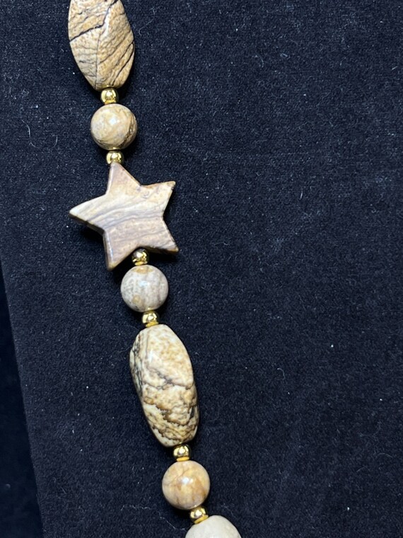 Vintage Lee Sands Gold Tone Jasper Necklace With … - image 4
