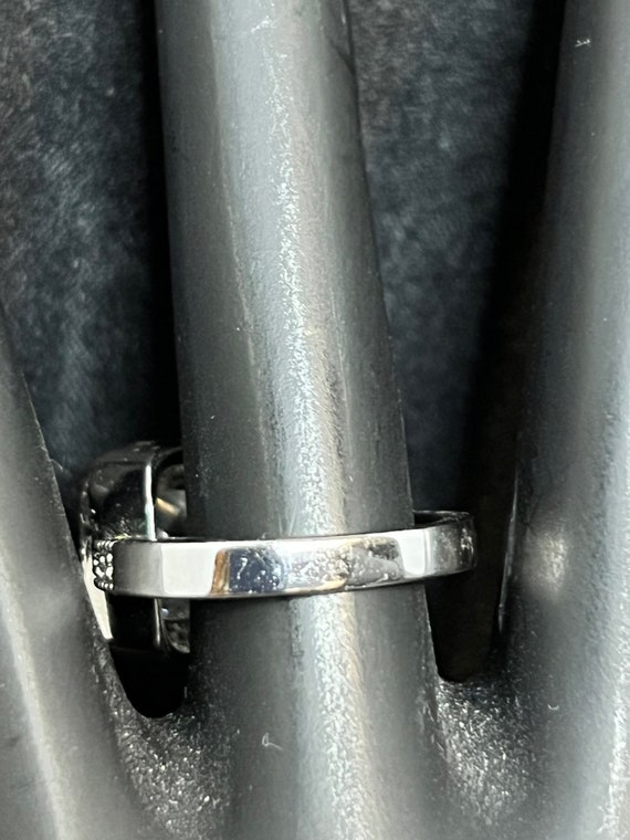 Silver Tone Statement Ring With Clear Square Glas… - image 5