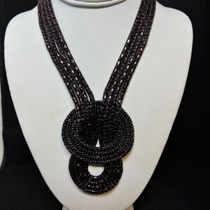 Vintage 4 Strand Purple Woven Chain Statement Knot Necklace (3741)