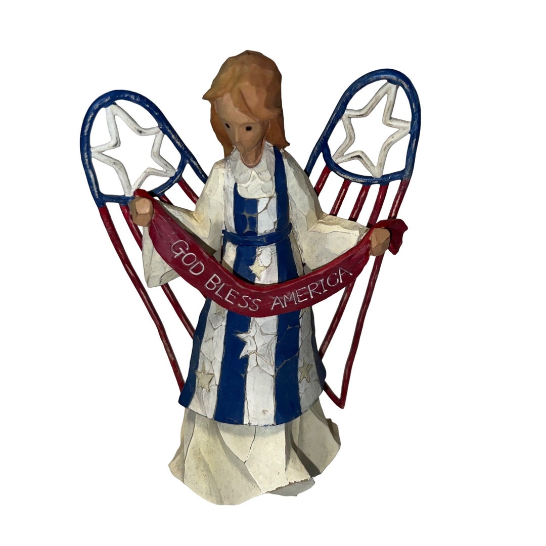 Vintage Roman American Angel Accents God Bless the USA Angel 71384 Etsy