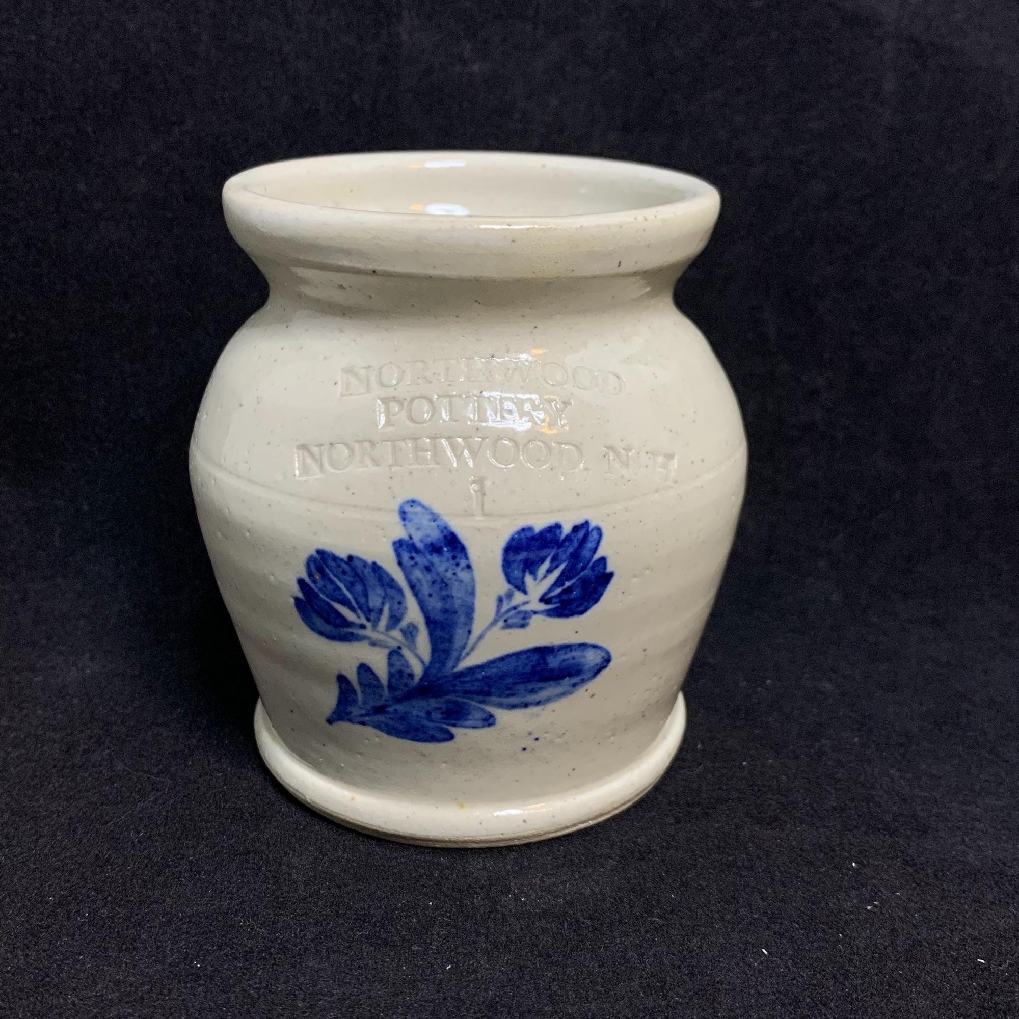 Northwoods NH Pottery Blue Floral Small Planter Stamped & Etsy