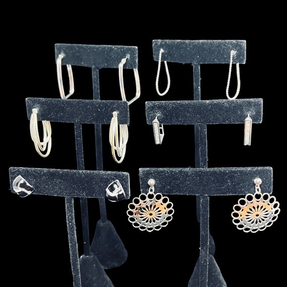 Lot of 6 Silver Tone Pierced Earrings (4654) - image 1