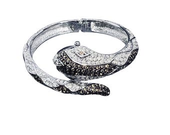 ケネス・ジェイ・レーン シルバートーン＆ラインストーン スネークウォッチ/ブレスレット (5930)