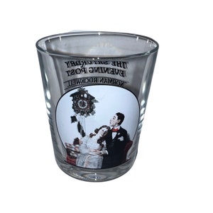 Vintage Saturday Evening Post Norman Rockwell Courting At Midnight Rocks Glass