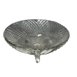 Vintage Anchor Hocking AHC60 Clear Glass 3 Toed Footed Bowl