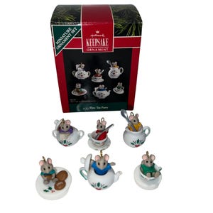 Hallmark Keepsake Ornament Tiny Tea Party Set of 6 Ornaments 1991