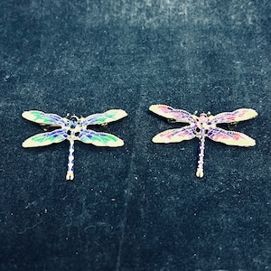 Your Choice Of Green Or Purple & Gold Tone Dragonfly Brooches