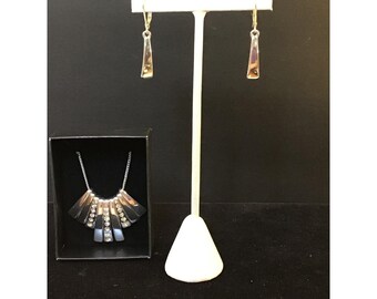 Avon Modern Embellished Necklace Earring Gift Set Silver Tone (1556-A-B)