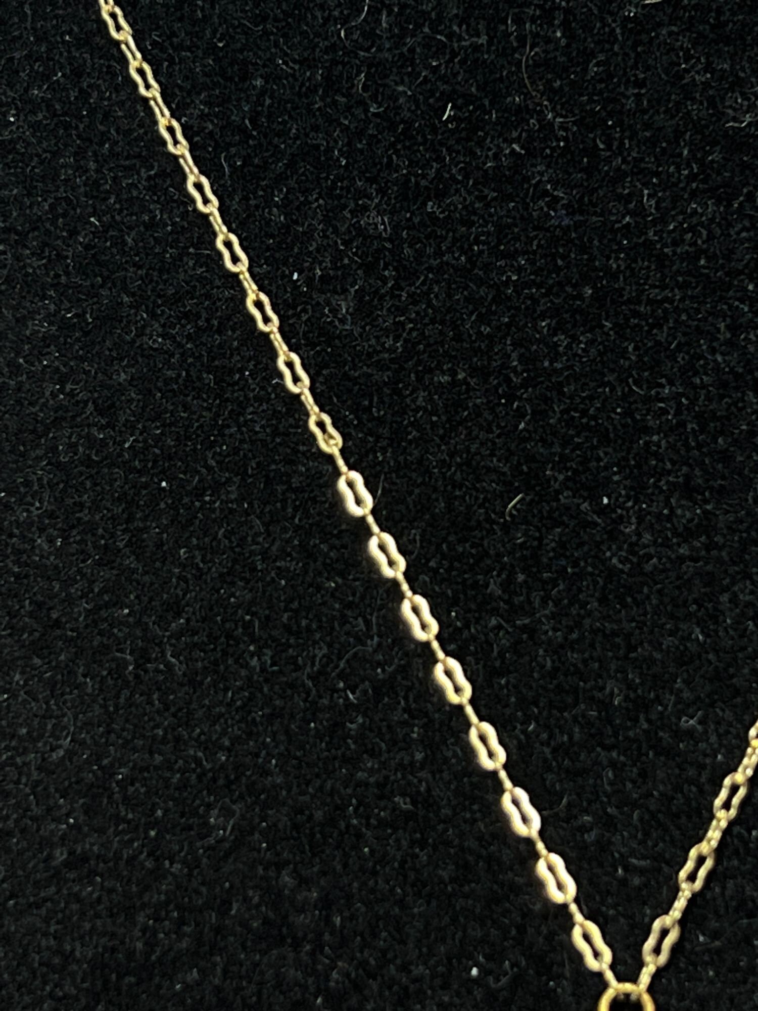 1928 Gold Tone Paper Clip Chain Necklace With Clear Floral