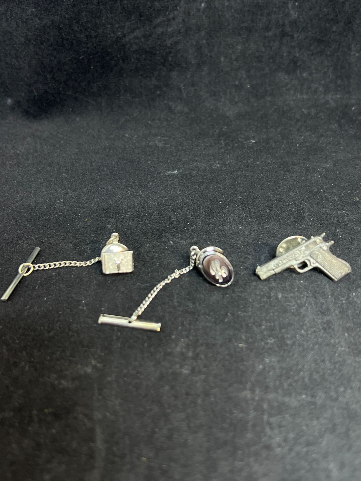 Lot De 3 Attaches De Cravate Vintage Couleur Or - Tie Tack, Occasion, Style Masculin