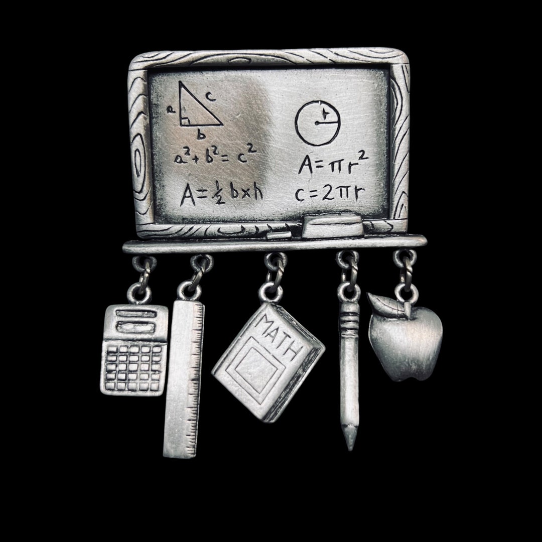 Vintage JJ Silver Tone Math Teacher Brooch (5073) - Etsy