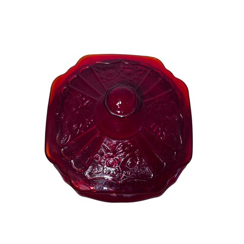 Vintage Red Open Rose Mayfair Glass outlet Biscuit Jar
