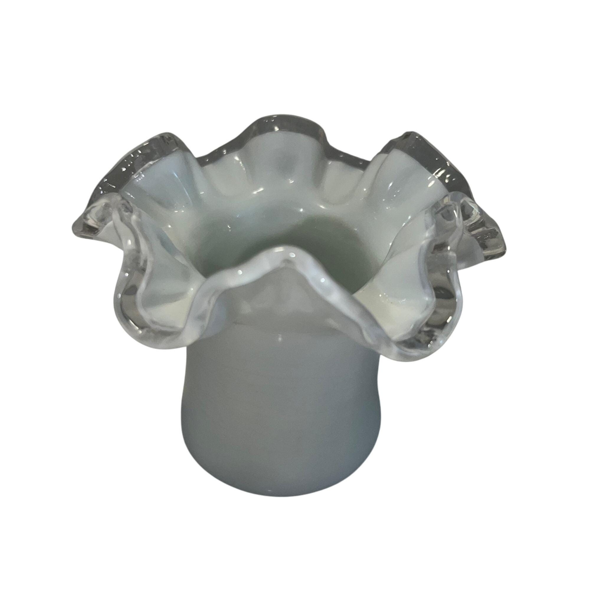 Vintage Fenton Silvercrest 3"doppelter gekrempelter Topper (Zylinder)