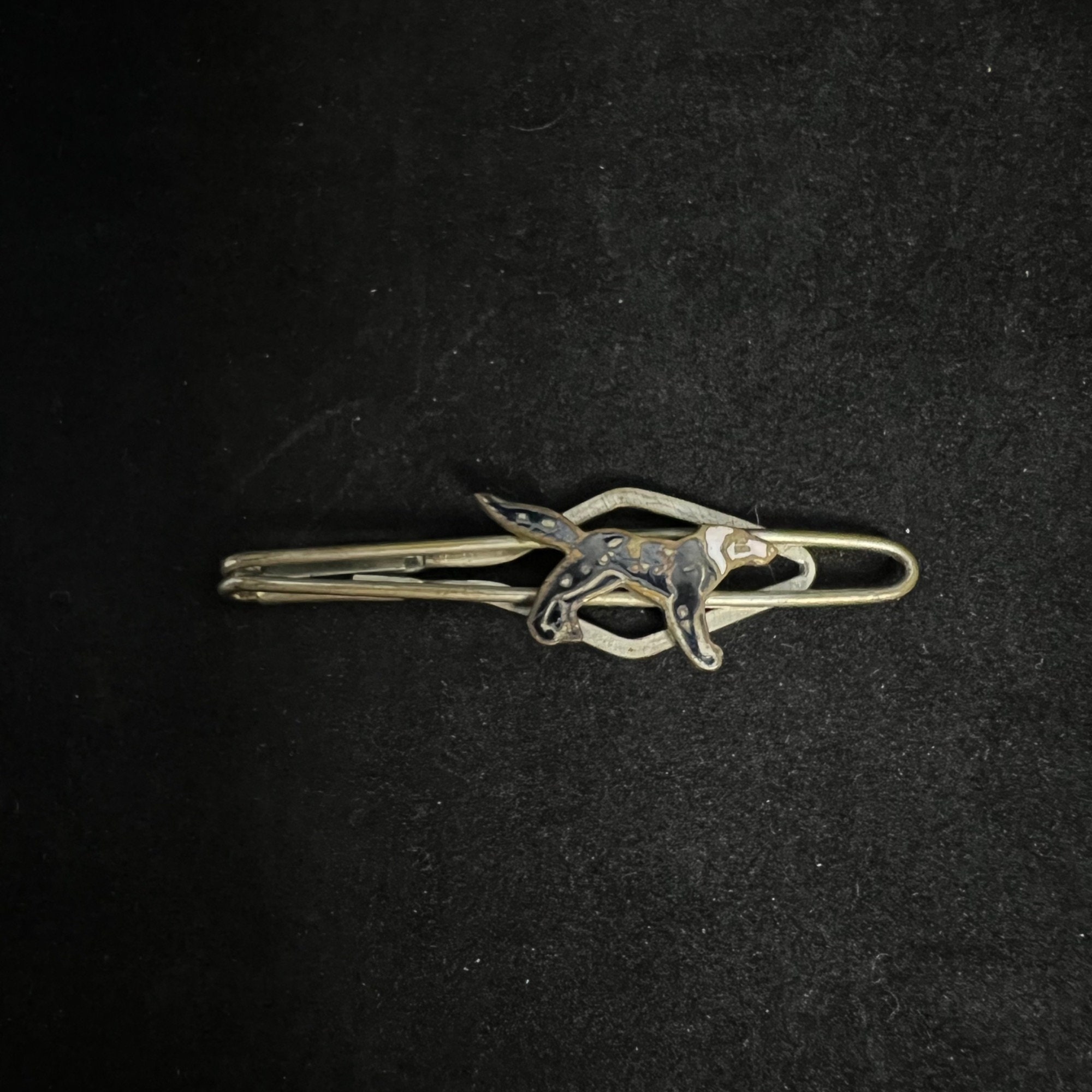 Vintage Silver Tone Border Collie Tie Bar (2876)