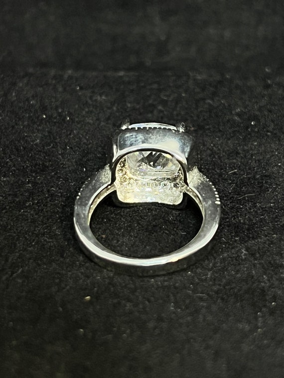 Silver Tone Statement Ring With Clear Square Glas… - image 9
