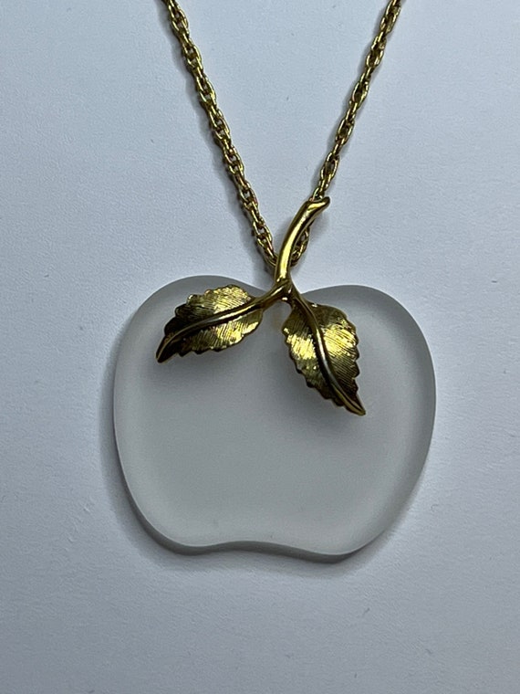 Avon Gold Tone Rope Chain Necklace With Apple Pen… - image 2