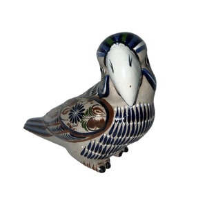 Vintage Hand Painted Mexican Pottery Large Parrot Signed