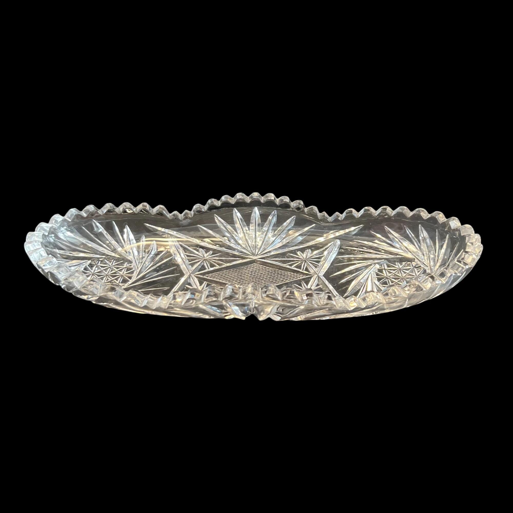 Vintage Heisey Pinwheel and Fan Clear Glass Relish Dish