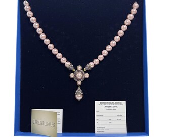 Collier Art Déco Heidi Daus Signé - Cristaux Champagne & Transparents - Grande Taille - Neuf Sans Emballage