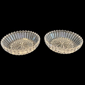 Vintage Pair of Clear Glass Coaster with Sawtooth Edge