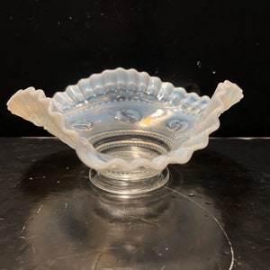 Vintage Jefferson Astro Clear Opalescent Glass Footed Bowl