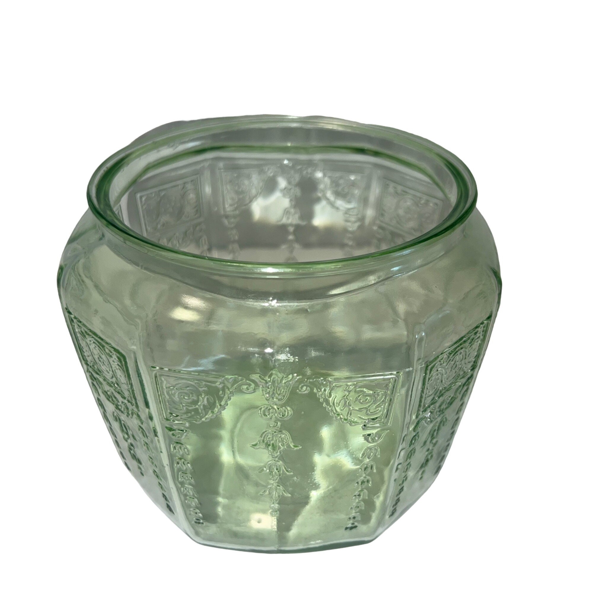 アンカーホッキング　クッキージャー　グリーンウランガラス　ヴィンテージ ヴィンテージ アンカーホッキング プリンセス グリーン クッキージャー