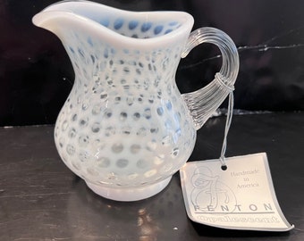 Vintage Fenton Clear Opalescent Coin Dot Pitcher