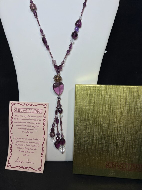 Sunya Currie Purple And Clear Venetian Glass Beade