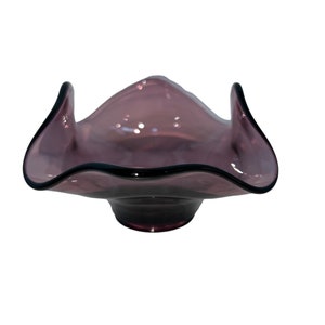 Vintage Amethyst Handkerchief Glass Bowl
