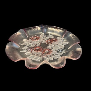 Vintage Mikasa Rosella Pink & Clear Glass Round Platter