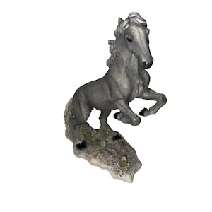 Vintage Castagna Gray Rearing Stallion Figurine 1988 Made In Italy