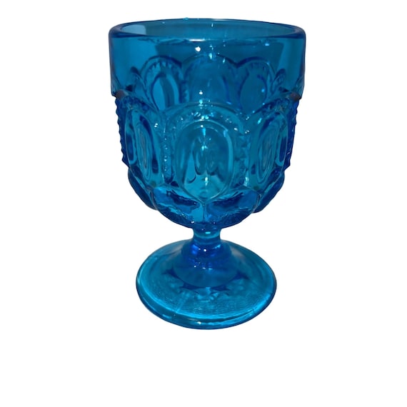 Vintage L E Smith Aqua Blue Moon and Stars Glass Cordial - Etsy