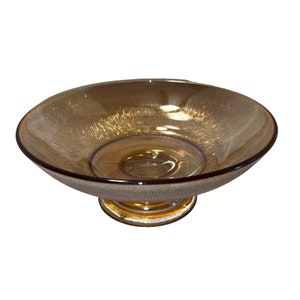 Vintage Marigold Carnival Glass Tree Bark Pedestal Bowl