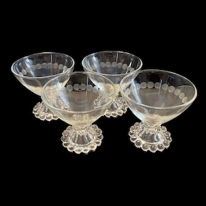 Vintage Set of 4 Anchor Hocking AHC2 Clear Glass Champagne/ Tall Sherbet