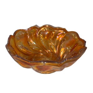 Vintage Imperial Glass Orange Carnival Acanthus Glass Bowl