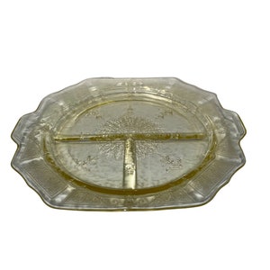 Vintage Anchor Hocking Princess Topaz Glass Grill Plate