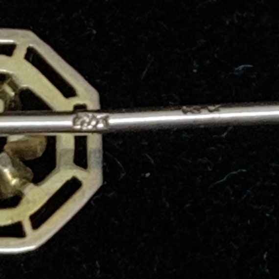 Vintage 10K Yellow Gold Floral Stick Pin With Pin… - image 8
