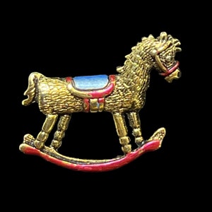 Rocking Horse With Enamel Saddle Lapel Pin Signed SC (425)