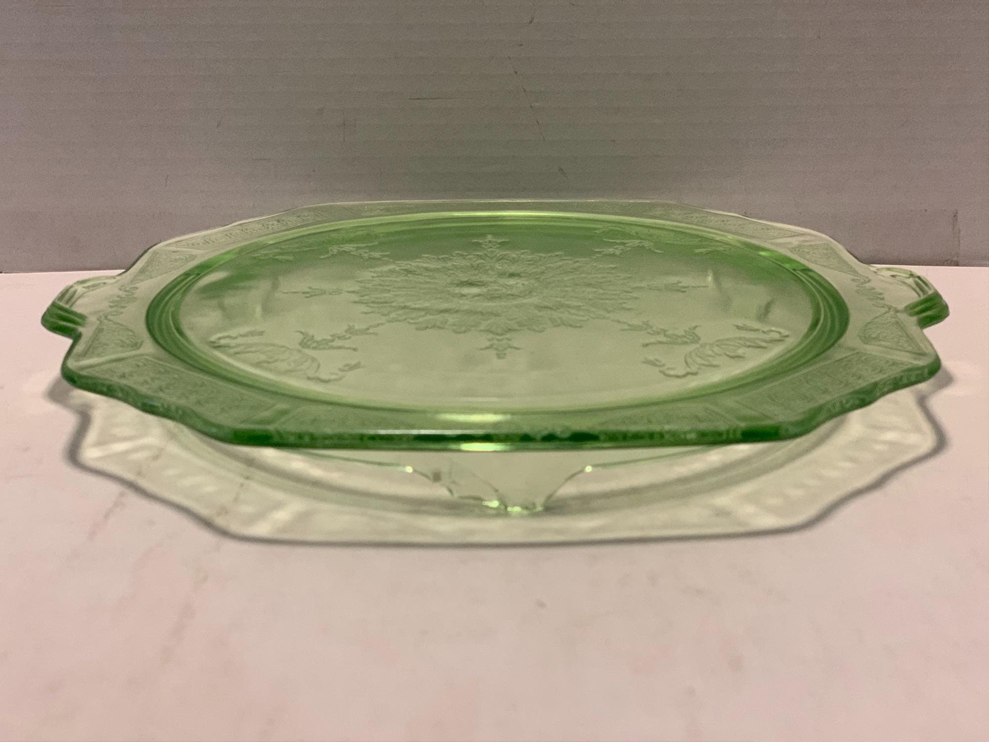 Vintage Anchor Hocking Green Depression Glass Princess Footed Etsy