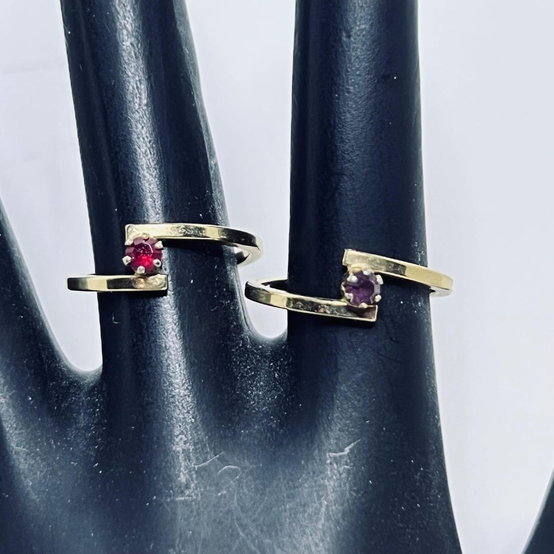 Avon Gold Tone Stackable Rings With Red & Purple Stones (R387) - Etsy