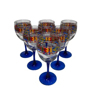Vintage Set of 6 Avon Kente Water Goblets