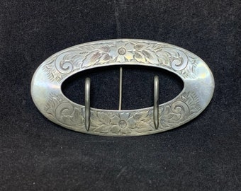 Victorian Unger Brothers Sterling Silver Sash Buckle Signed Broken clasp (2550)